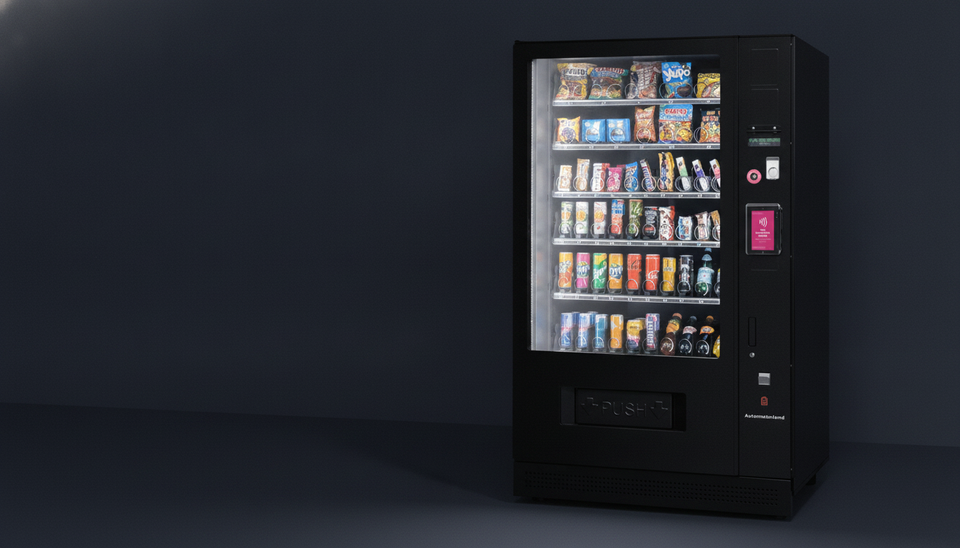 Snackautomat mit klein montiertem IM30 Kartenterminal an der Bezahlsäule