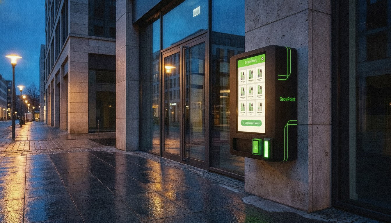 GrowPoint am Store in der Daemmerung