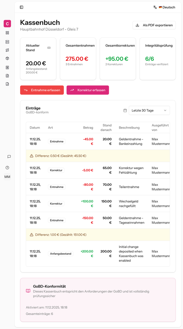 CleverMetrics Kassenbuch